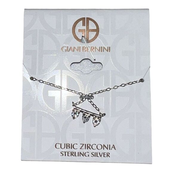 Giani Bernini Cubic Zirconia Bar 18" Pendant Necklace Sterling Silver New - Picture 2 of 4